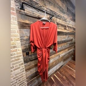 Unique Vintage Burnt Orange Tulip Skirted Dress
